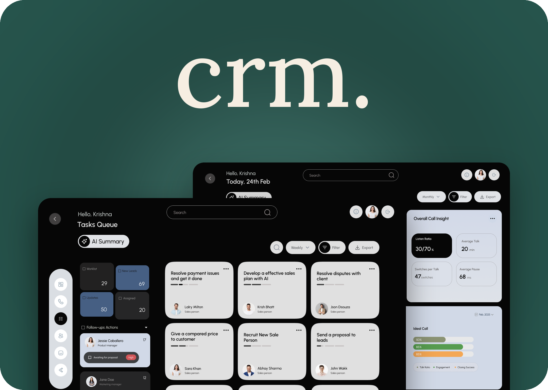 Enterprise CRM Dashboard — Concept · B2B SaaS interface design by Krishna Sharma