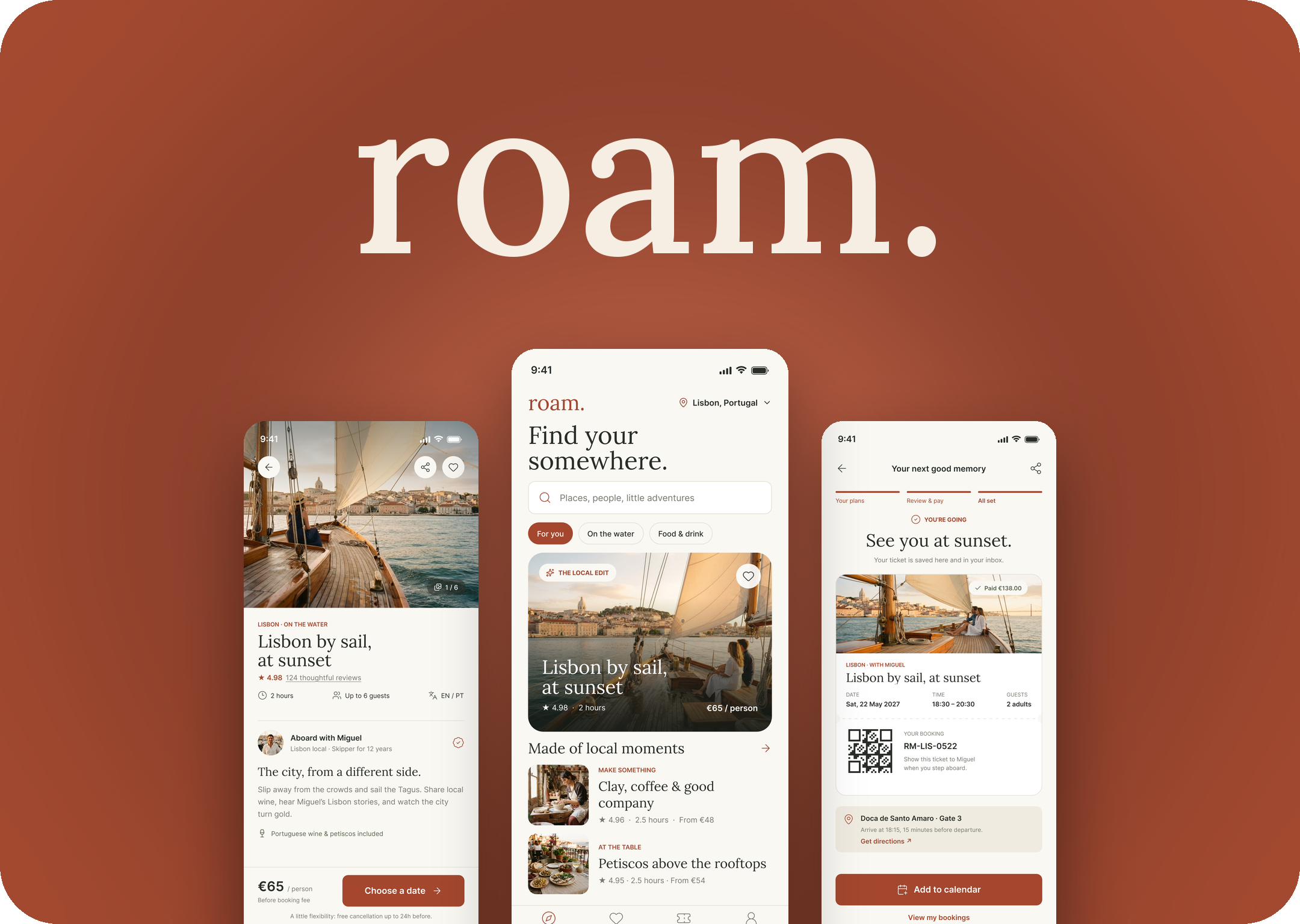 Roam — Concept · Travel interface design by Krishna Sharma